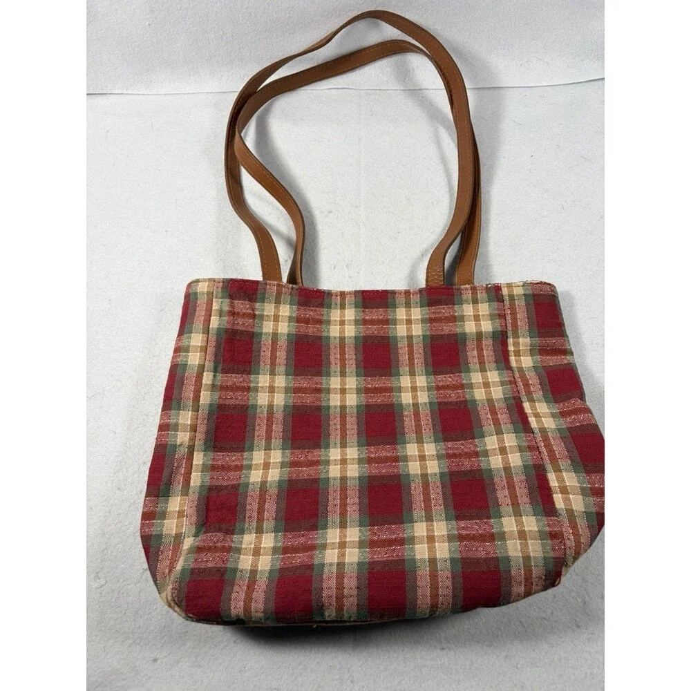 Vintage Longaberger Plaid Tote/Purse Shoulder Strap 2 Interior Pockets USA